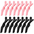 Ondder 14 Pack Alligator Hair Clips - Salon Pro Sectioning and Cutting Clips for Hairstyling, Hair Coloring, Barbers - Large Gator Clips for Women, Men, and Teens - Black, Pink