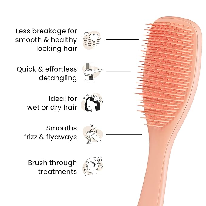 Tangle Teezer Ultimate Detangler Brush for Wet & Dry Hair, Eliminates Knots & Reduces Breakage for All Hair Types, Amazon Exclusive Apricot