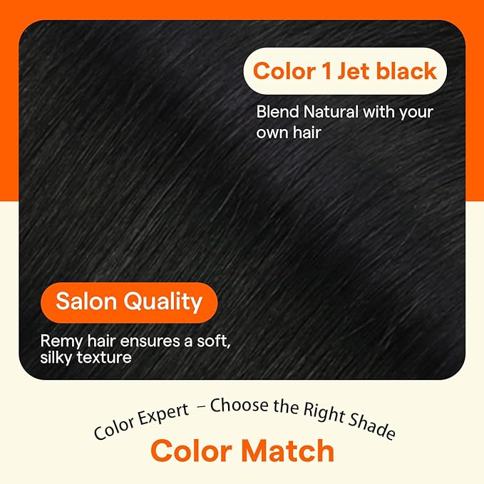 Full Shine Seamless Clip in Hair Extensions, 18Inch Thinning Hair Extensions Fill Ins, Black Clip in Hair Extensions Remy Human Hair for Women, Add Thickness Color1 4PCS 85g