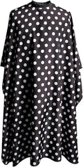 Professional Salon Cape - Polyester Hair Cutting Cape, 54"x62", Black and White Dots