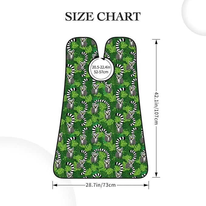 Ultimate Shaving Bib, Beard Trimming Apron with Hair Catcher, Lemurs Monkey Tropical Green Leaves Floral