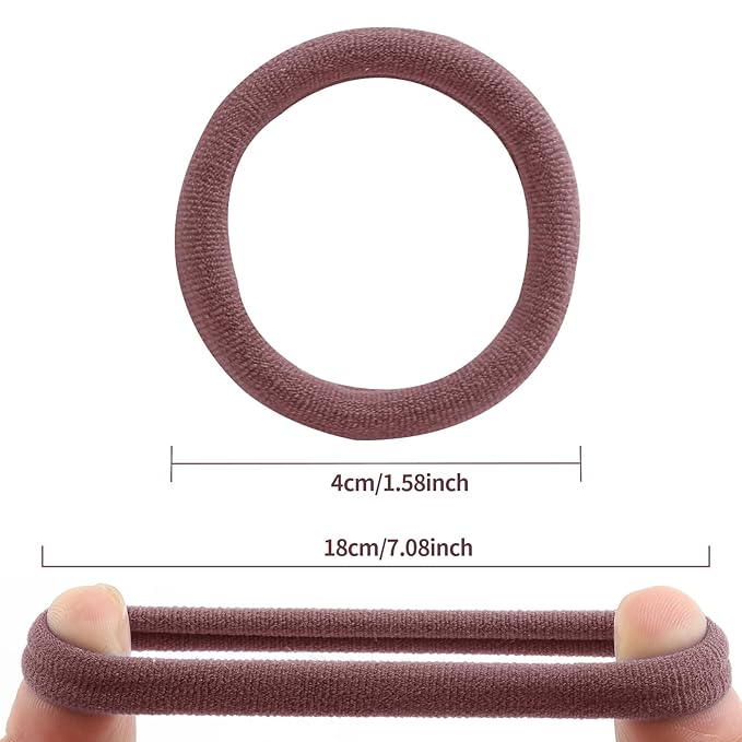 Bessrung 100 Pcs Thick Seamless Hair Ties, Ponytail Holders, Pink, No Damage for Thick Hair, Valentine's Day Christmas Gift