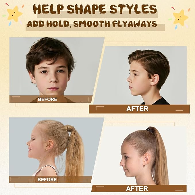 Samnyte Hair Gel for Kids, Baby Hair Gel Fly Away Hair Tamer, Styling Gel - Vitamin E Moisturize and Nourish, Flexible Hold Designed for Boys & Girls 3.4 Fl Oz