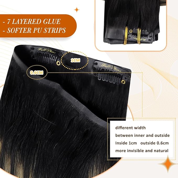 Full Shine Black Roots Hair Extensions Clip in Human Hair Ombre Black Mix Honey Blonde Seamless Hair Extension 22 Inch Clip in Invisible Hair Extension Add Volume for Long Natural Hair 120 G 8 Pcs
