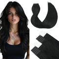 SURNEL Tape in Hair Extensions Human Hair Color 1 Jet Black Remy Tape in Hair Extensions 16 inch 20pcs 50g(#1-16)