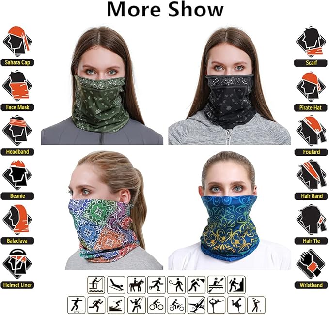 Neck Gaiter Headband Headwear Head Wrap Face Mask Magic Scarf Bandana for Men and Women