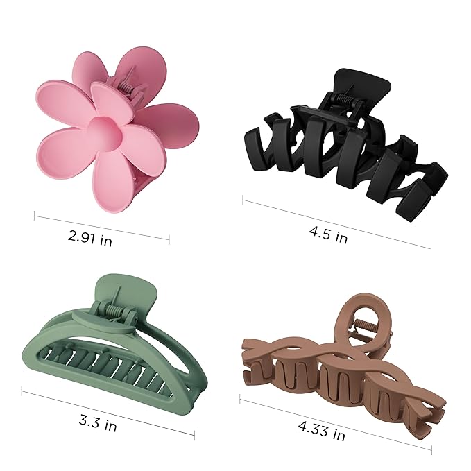8PCS Hair Clips for Women, Flower Claw Clips for Thick Hair, Non-Slip Hair Accessories with Multi-Styles, Gradient Color Hair Claw Clips and Variety Pack, Ideal for Girls Women