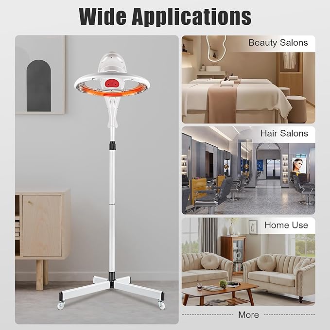 YIYIBYUS Stand Hair Dryer, Professional Orbiting Rotating Hair Processor Hair Dyeing, Oil Treatment, Hair Drying, Heating, Perm Styling for Salon SPA (White)