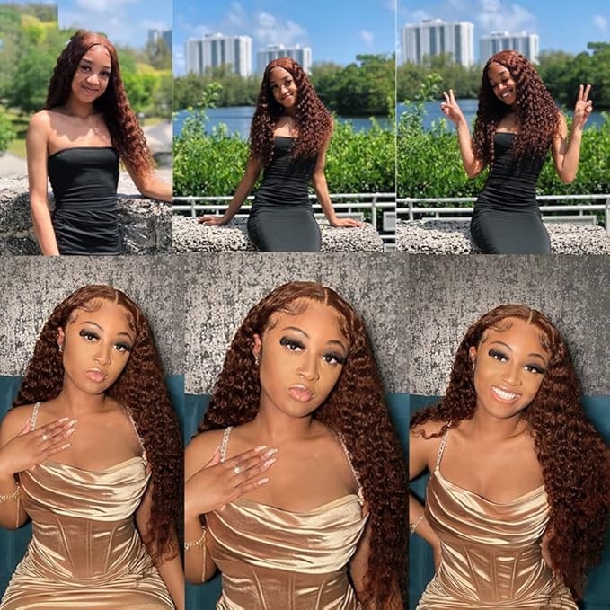 Chocolate Brown Deep Wave Bundles Human Hair Color 4 Bundles 26 28 30 Inch Niegmeag Double Weft Color 4 Deep Wave Bundle Brazilian Virgin Remy Hair Extensions