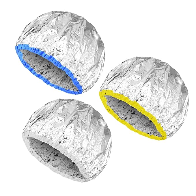 3PCS Deep Conditioning Hair Cap, Reusable Hair Processing Cap, Waterproof Shower Caps, Steam Caps, Heat-Caps for Deep Conditioning, Tin Foil Hat for Bathing, Hair-Dyeing and Hair-Treatment