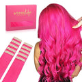 WENNALIFE Tape in Hair Extensions Human Hair Hot Pink Tape in Extensions, 10pcs 30g 22 inch Remy Invisible Tape Ins Straight Colored Soft Real Human Hair Tape in Extensions Refill Set Extensions