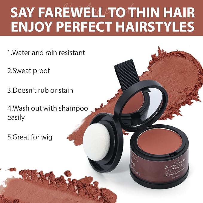 2 Pack Hairline Powder for Women and Men, Used to Root Touch Up Hair Color, Thinning and Gray Hair Coverage and Bald Spots Coverage, Red Brown