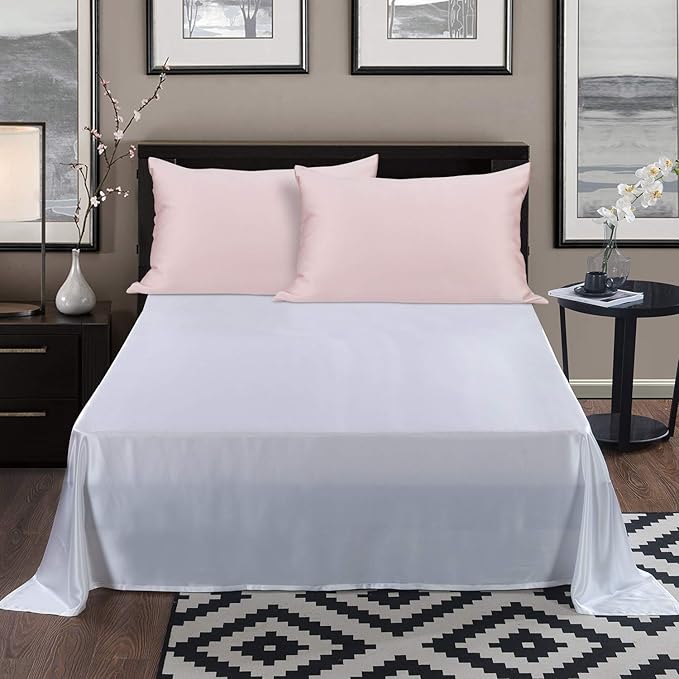 ALASKA BEAR Silk Pillowcase for Hair and Skin, Set of 2 Pure Genuine 22 Momme Mulberry Silk Pillow Cases Queen Size for Bliss Sleep Better Than Poly Satin, Zipper Closure(2pc, Pink)
