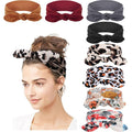 DRESHOW 8 Pack Adjustable Knotted Headbands Non Slip Elastic Yoga Hair Bands Solid Colors Headbands for Women and Girls