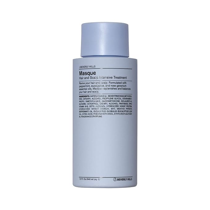 J Beverly Hills Blue Hair Mask with Eucalyptus Oil for Scalp Treatment, 12 Oz