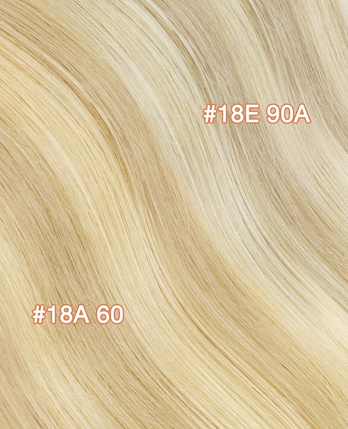 GOO GOO Invisi Edge Tape in Hair Extensions Human Hair, 18ET90A Natural Blonde Balayage10pcs injected with 10pcs classical tape ins, 16inch 50g, Virgin Remy Hair, Natural Look
