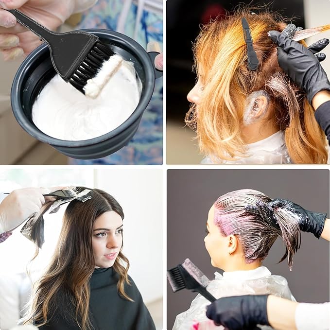 12 Pcs Professional Hair Bleach Kit Hair Coloring Products with Hair Dye Brush, Hair Color Bowl, Earmuffs, Hair Clips for Salon Hair Dye, Hair Color at Home, Hair Bleaching