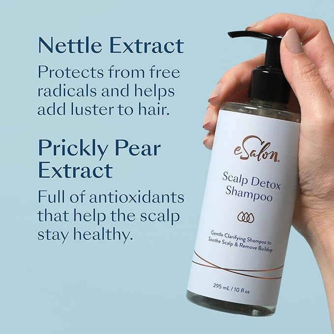 eSalon Scalp Detox Shampoo, Gentle Clarifying with Nettle and Prickly Pear Extract, 10 fl oz