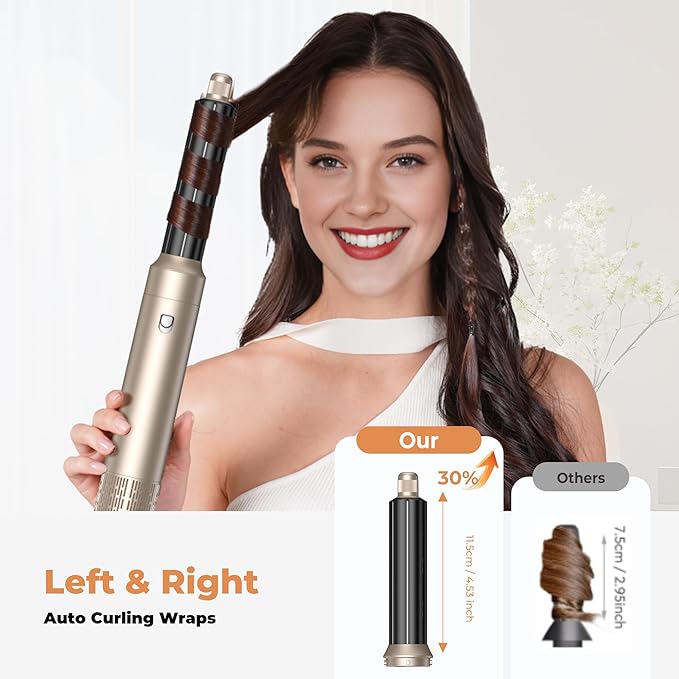 5 in 1 Blow Dryer Brush Set,Hot Air Styler Negative Ion Air Curling Wrap Air Curler, Round Brush Blow Dryer Curling Iron Hair Styling Tools Gift for Dry,Volumize, Straight,Curl,100-120V