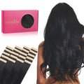 WENNALIFE Tape in Hair Extensions Human Hair, 20pcs 30g 10inch Jet Black Remy Hair Extensions Straight