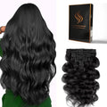 Clip in Hair Extensions Real Human Hair Body Wave 1 Jet Black Clip in 100% Brazilian Remy Human Hair Extensions 8pcs Per Set with 18 Clips Double Weft 22 Inch 110g/3.6oz