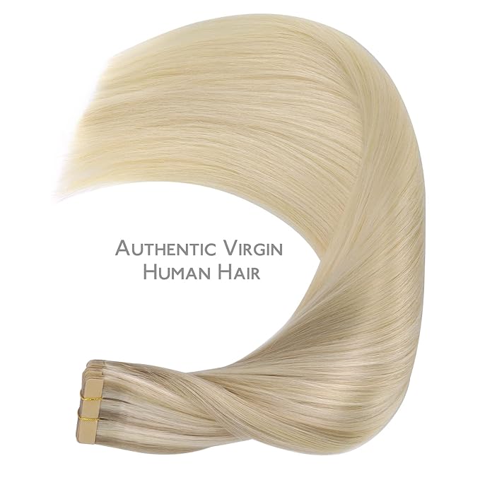 WENNALIFE Tape in Hair Extensions, 20pcs 20 Inch 50g Ash to Golden and Platinum Blonde Remy Human Hair, Coloured