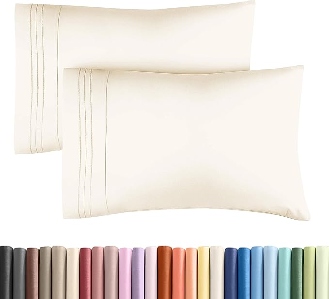 King Pillow Cases Set of 2 - Ultra Soft Hotel Quality Pillowcase Covers - Comfy, Cozy & Wrinkle Free - Shrinkage, Stain & Fade Resistant - Machine Washable Pillow Protectors - 2 Piece Set - Off White
