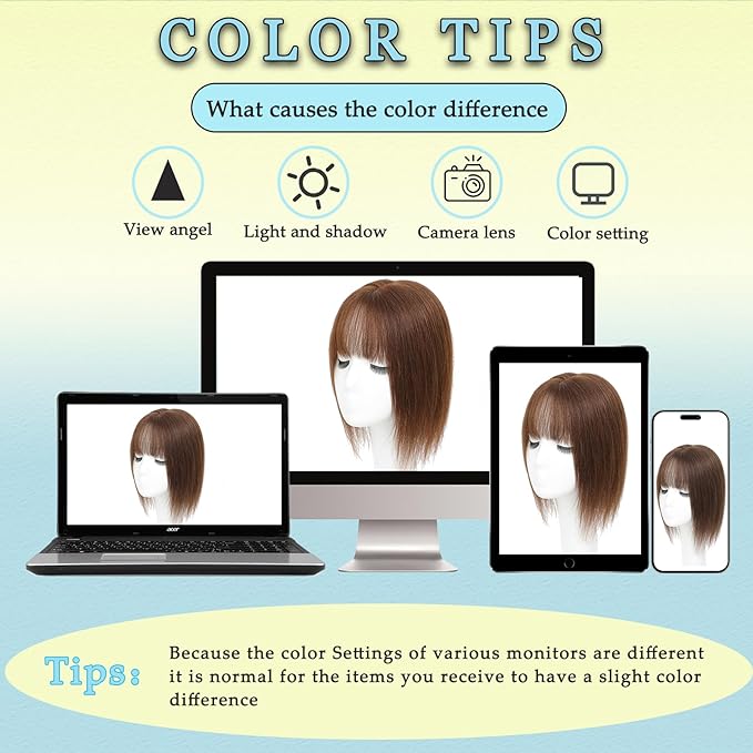 Hair Toppers for Women Real Human Hair, 360° 3D Toppers Pieces for Women with Thinning Crown Side Bangs 12 Inch Upgrade Big Basement (Dark Brown, 12 Inch Side Bangs)