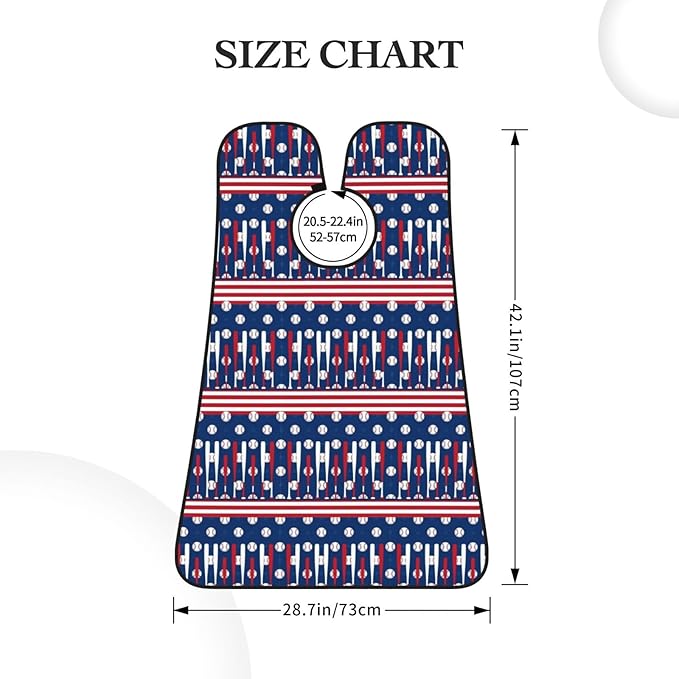 Ultimate Shaving Bib, Beard Trimming Apron with Hair Catcher, Baseball Sport American Flag