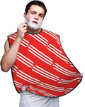 Ultimate Shaving Bib, Beard Trimming Apron with Hair Catcher, Christmas Red Candy Cane Stripes