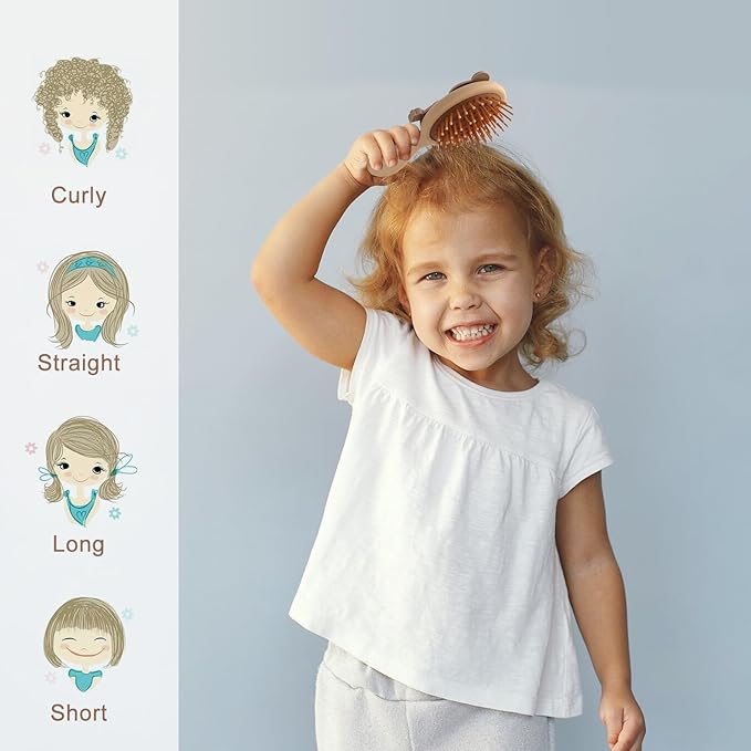 Toddler Soft Massage Comb - Mini Hairbrush for Thick, Curly, Thin, Long or Short Hair, Ideal for Travel (Beige)