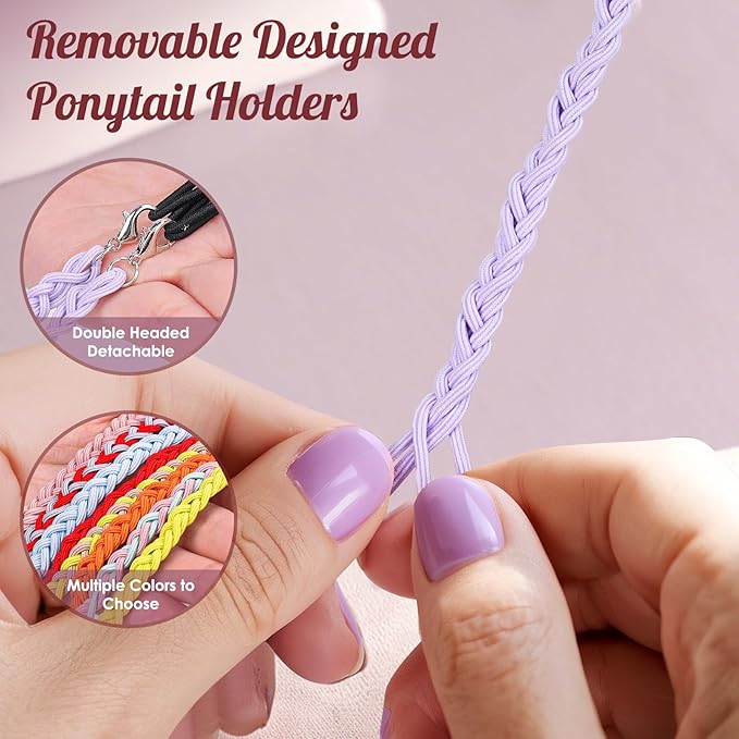 3 Packs Ponytail Holders Hair Ties for Women, Spiral Pony Tails Elastic Braided Hair Holders for Gym Swimming Sports (3pcs25"colorful37)