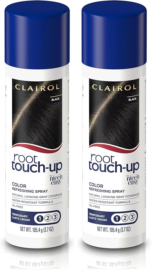 Clairol Root Touch-Up by Nice'n Easy Temporary Hair Coloring Spray, Black Hair Color, Pack of 2