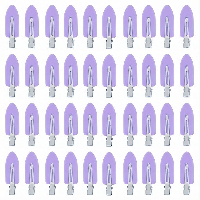 No Crease Hair Clips Makeup Pin Curl Clip Bulk 40Pcs Multicolor No Bend Dent Bang Creaseless Hair Clips for Makeup Application Bangs Hairpin Setting Pins Clip for Women Styling (Purple)