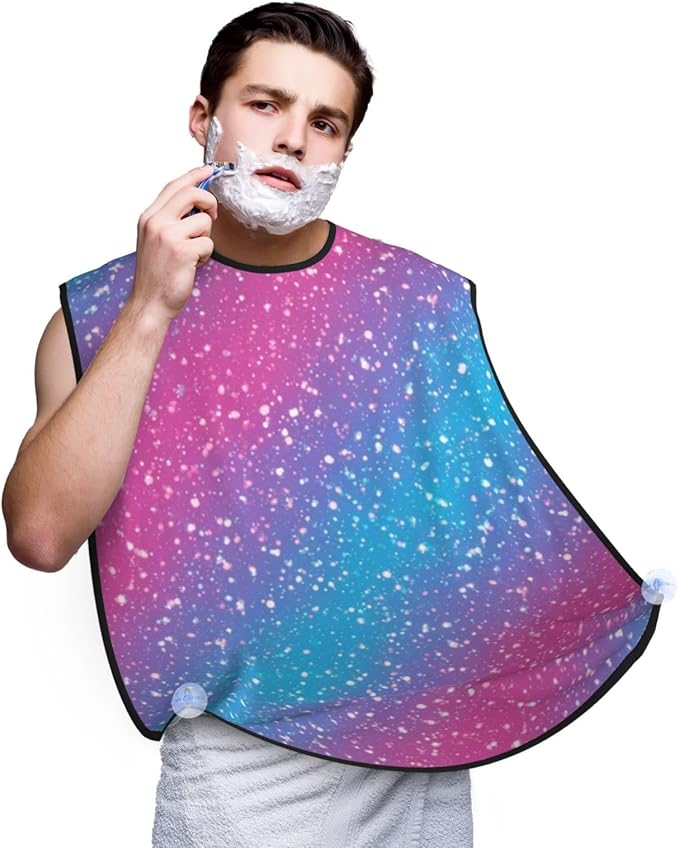 Men's Beard Maintenance Apron, Waterproof & Easy Clean, Purple Blue Glitter Pattern