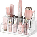 NIUBEE Hair Tool Organizer, Clear Acrylic Hair Dryer and Styling Organizer, Bathroom Countertop Blow Dryer Holder, Vanity Caddy Storage Stand for Accessories, Makeup, Toiletries