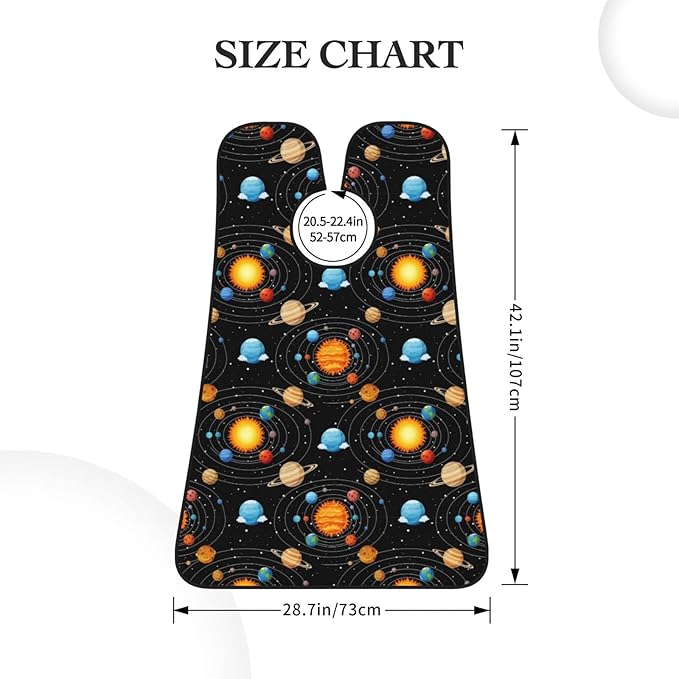 Men's Shaving Accessory Solar System Galaxy Space Planet Black, Waterproof Beard Apron with Hair Catcher & Suction Cups