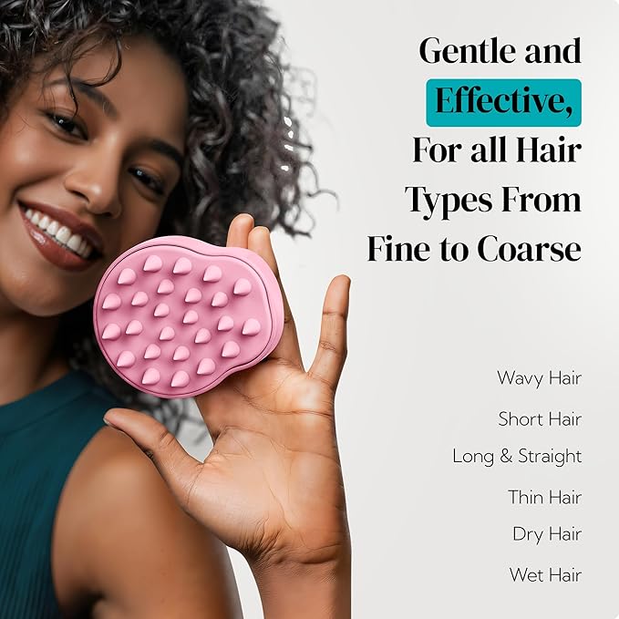 HEETA Scalp Massager 2 Pack for Hair Growth, Soft Silicone Bristles to Remove Dandruff and Relieve Itching, Scalp Scrubber for Hair Care, Shampoo Brush for Wet Dry, Pink & Green