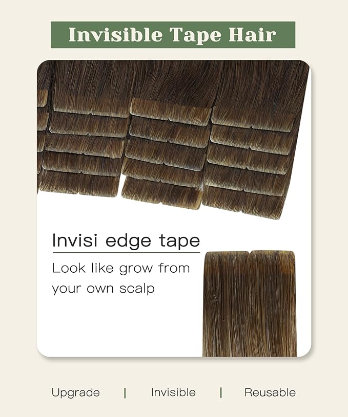 SURNEL Injected Tape in Hair Extensions 14 Inch #4 Chocolate Brown Upgraded Seamless Remy Invisible Tape in Extensions 20 Pcs 30g(#4,14)