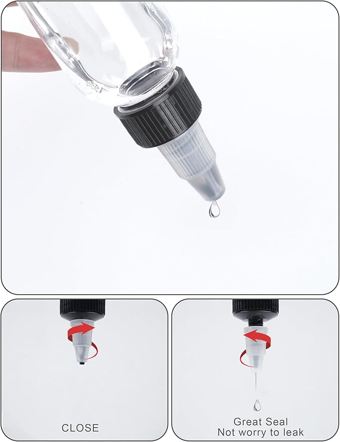 12 Pcs 1oz Plastic Squeeze Bottles with Twist Top Cap, 30ml Clear Dispensing Bottles, Empty Squirt Bottle for Liquids, Sauces, Arts, Crafts, Travel