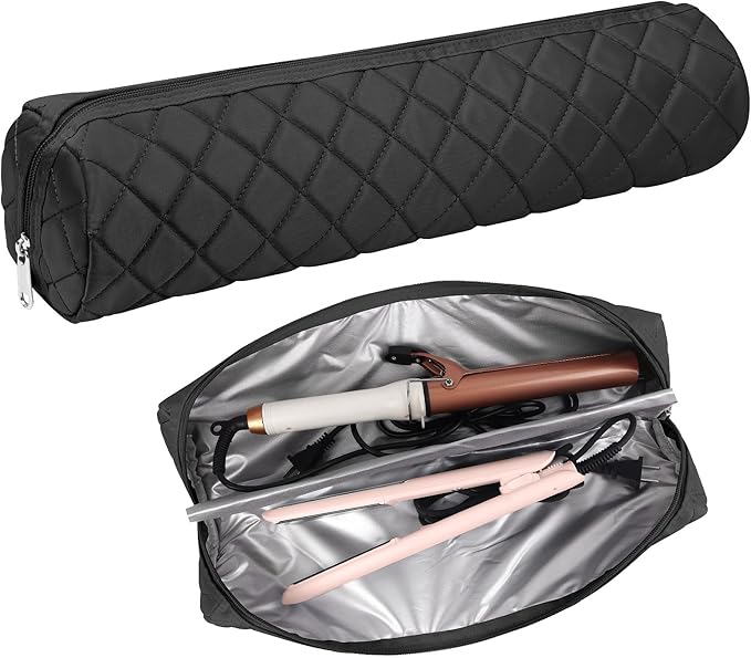 Large Hot Hair Tools Organizer Bag Portable Travel Heat Resistant Storage Case Pouch for Curling Irons, Flat Irons, Hair Straighteners and Styling Tools(17.7" x 3.9")