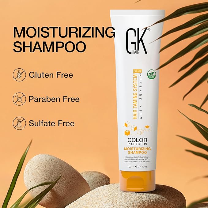 GK HAIR Global Keratin Moisturizing Shampoo (3.4 Fl Oz/100ml) for Hydrating Color Protection Dry Damage Curly Frizzy Thinning Color Treated Hair Repair Organic Paraben Sulfate Free All Hair Types