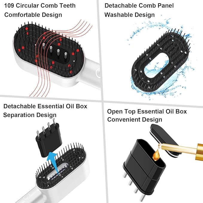 Laser Therapy Hair Growth Comb, Handheld Comb-Shaped Hair Regrowth Device for Hair Growth, 3 in 1 Hair Oil Applicator for Hair Care, Electric Scalp Massager for Healthier Hair