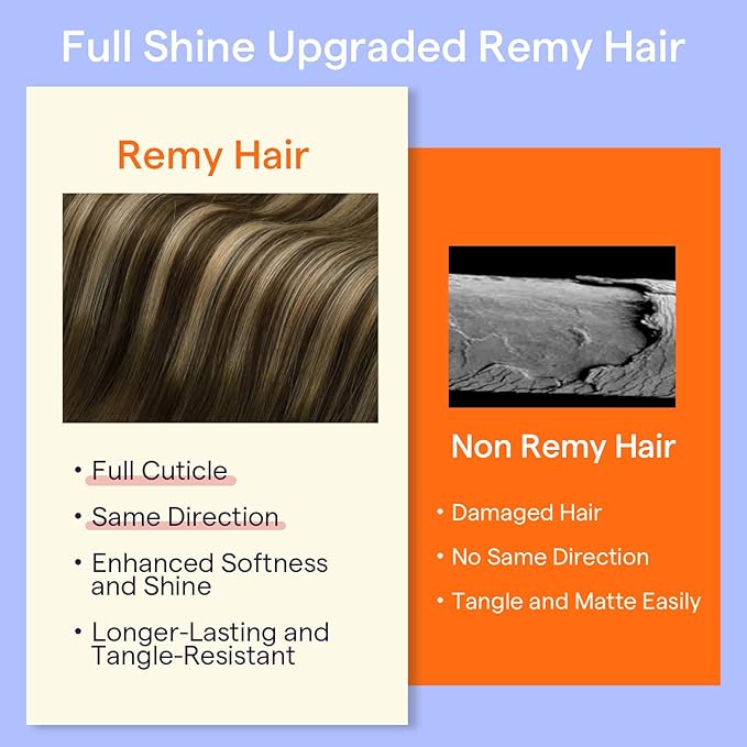 Full Shine Human Hair Clip in Extensions Brown Hair Extensions Clip in Human Hair 18 Inch Medium Brown Ombre Caramel Blonde Invisible Hairpiece for Long Straight Hair 7 Pcs 120 G