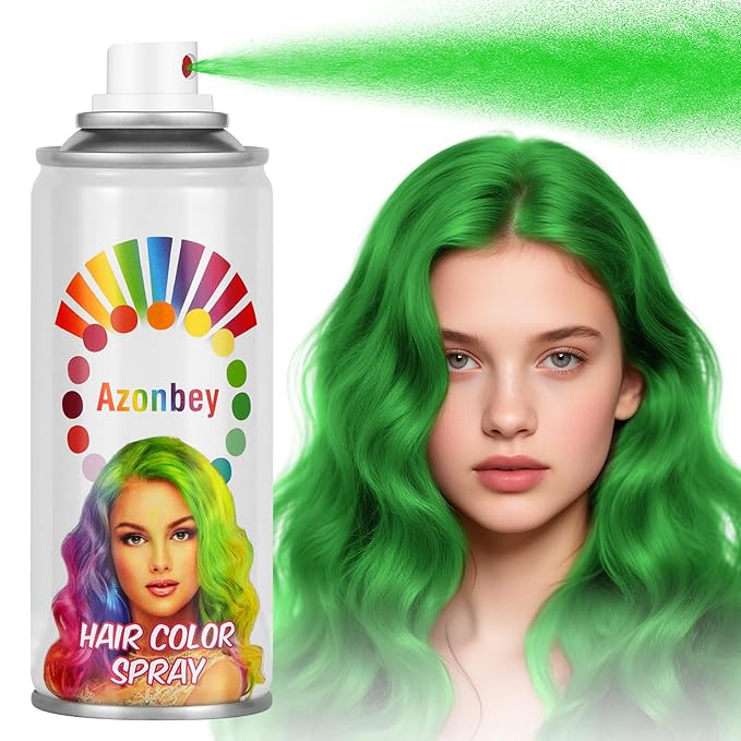 Halloween Hair Spray,Temporary Hair Color Spray for Women Kids Men,Washable Hairspray,Colored Hair Spray,Color Hairspray for Halloween,Party,Cosplay,Christmas Day (Green)