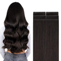 GOO GOO Invisi Edge Tape in Hair Extensions Human Hair, 2 Dark Brown, 6pcs 18inch 15g, Virgin Remy Hair, Seamless Injected Tape, Natural Look