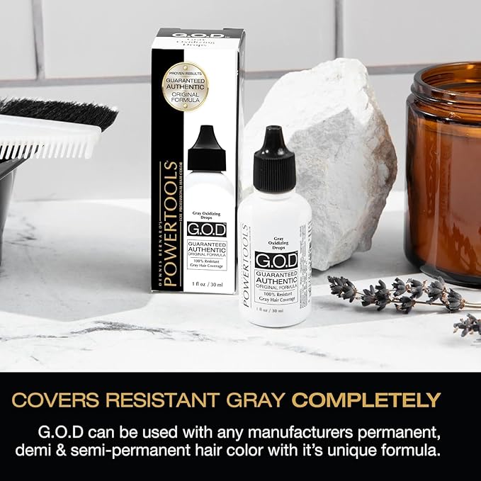 GOD, The Original Gray Oxidizing Drops | Guaranteed Authentic Original Formula l Mix Directly Into Formula For Guaranteed Grey Coverage (1 Fl Oz (Pack of 2))