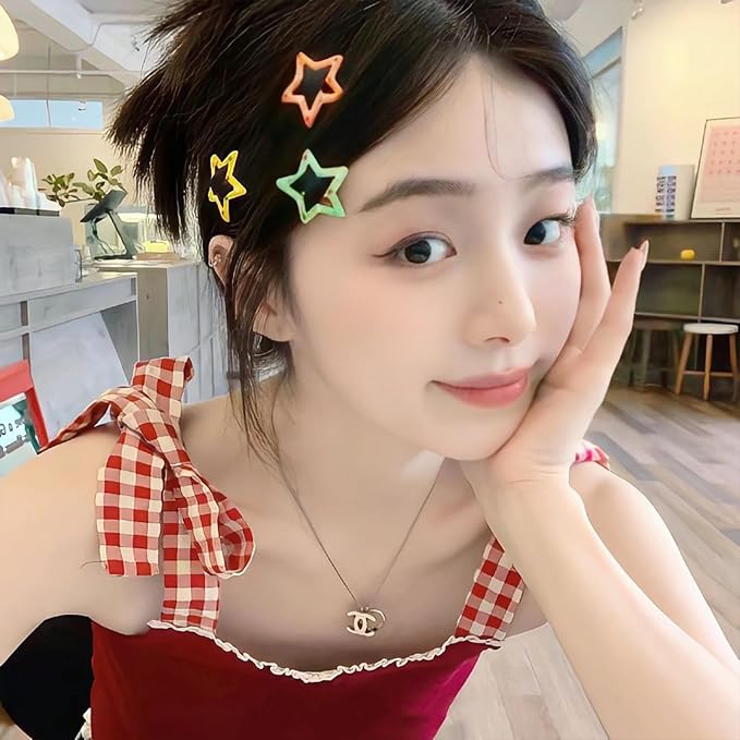 Star Hair Clips Multiple Colors Snap Hair Barrettes Non Slip Star Hair AccessoriesMetal Hair Clips for Girls Women -30 PCS 1.18"