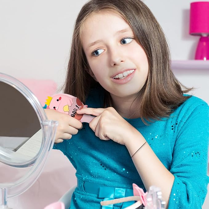Toddler Detangler Massage Hair Brush with Air Cushion for Thin Kids Hair - Pink