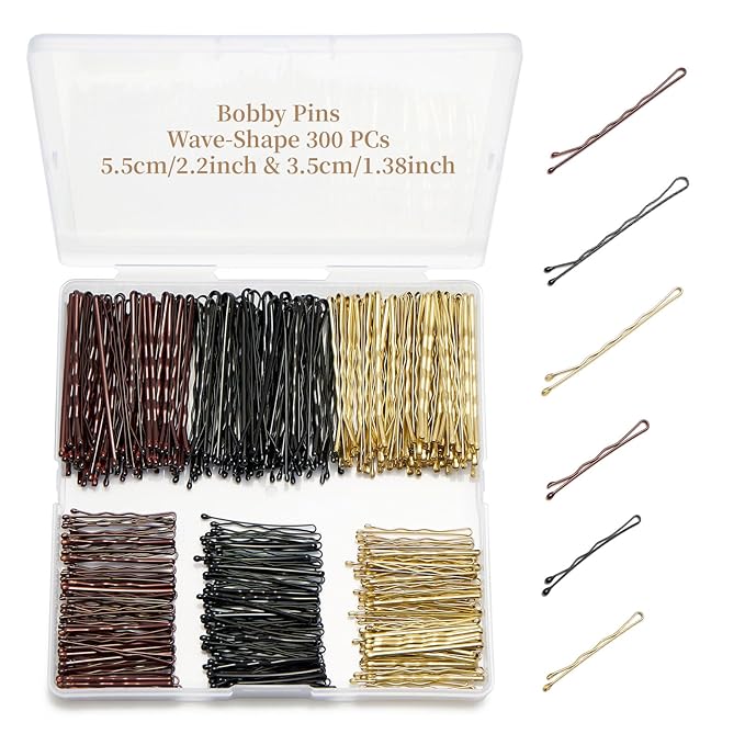 300 Pcs 1.38 & 2.2 Inch Wave-Shaped Bobby Pins Mix Metal Hair Pins Hair Accessories for Women Stylists Hair Sticks Girl